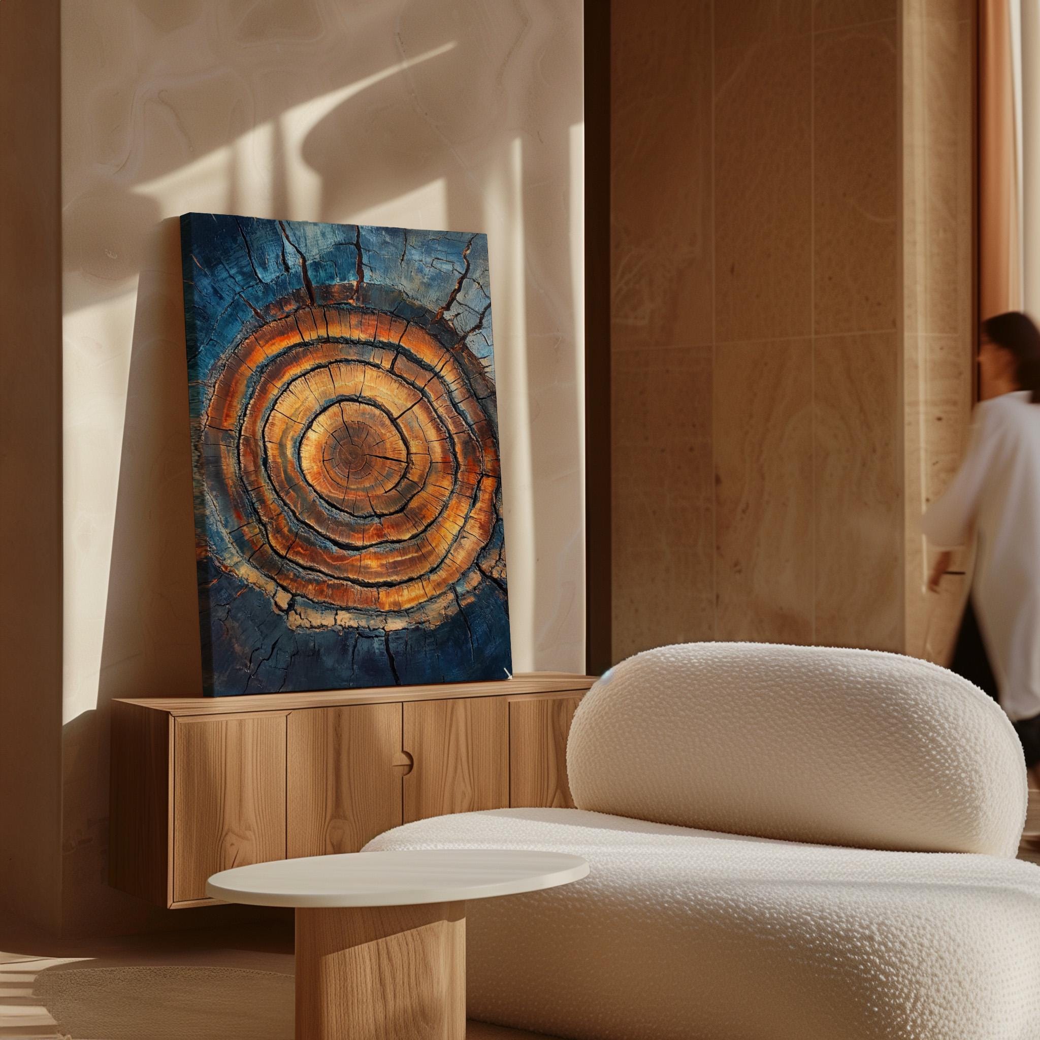 Time Rings – Tree Ring Texture Canvas Abstract Nature Wall Art Rustic Wood Decor