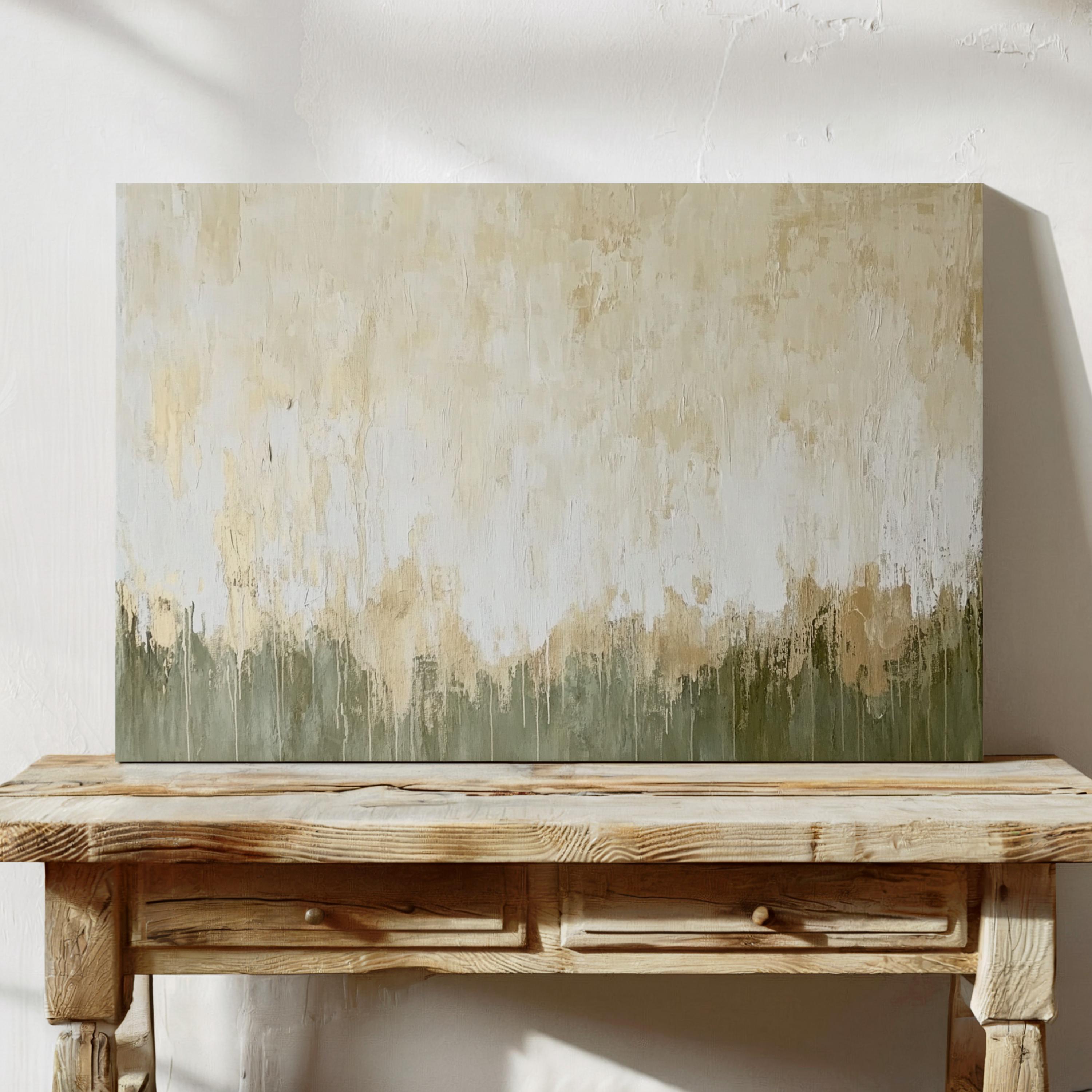 Whisper Field – Horizontal Minimalist Textured Abstract Canvas Wabi Sabi Wall Art