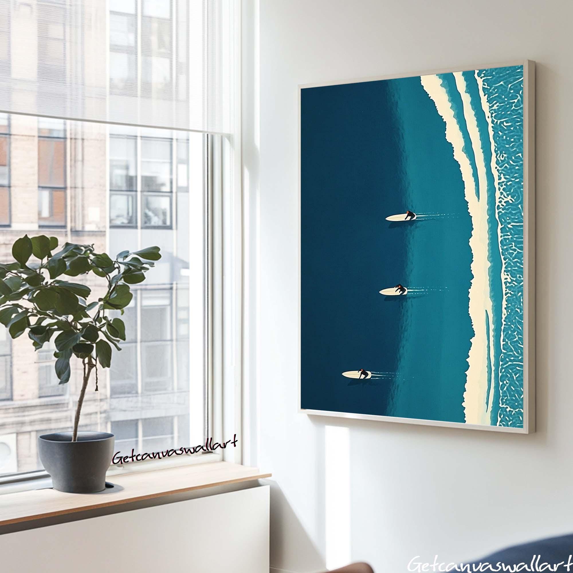 Surfline Serenity – Modern Coastal Aerial Painting