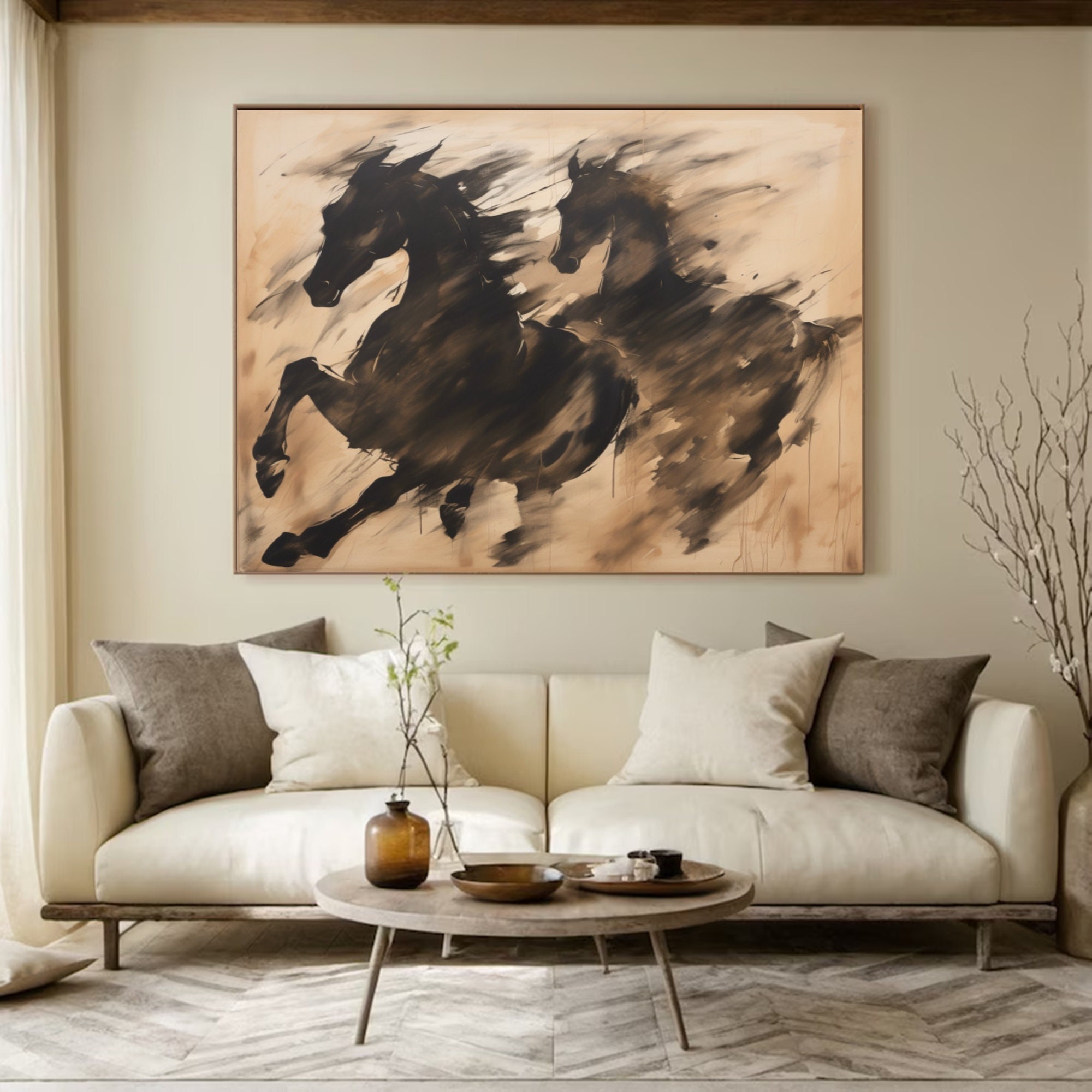 Wild Motion – Abstract Running Horses Canvas Art