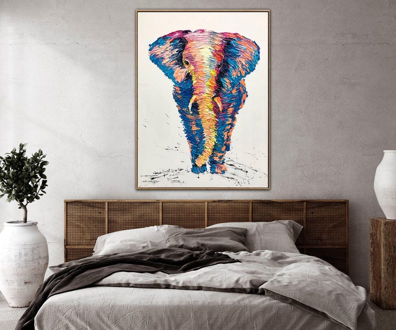 Color Majesty – Textured Elephant Abstract Wall Art
