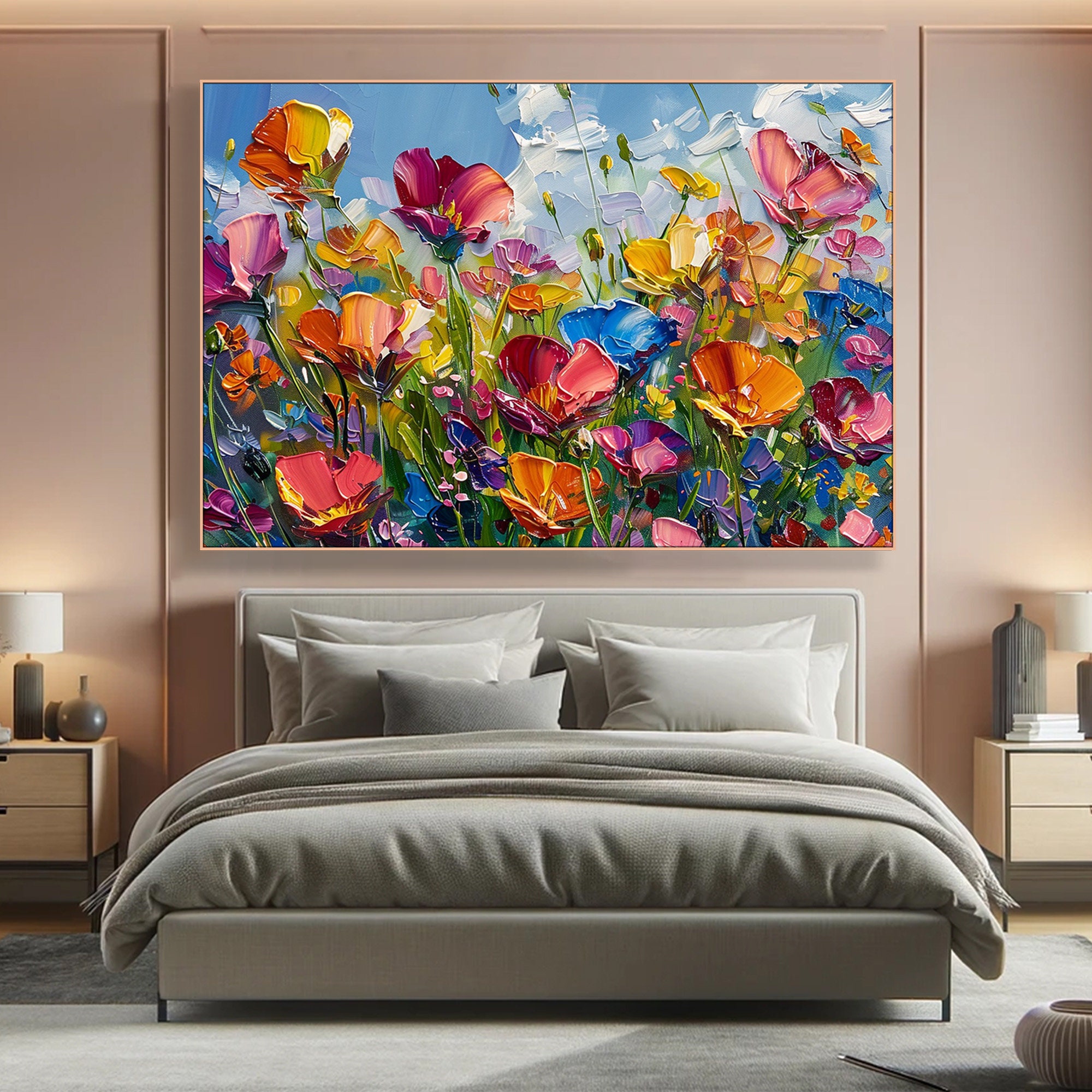 Summer Meadow – Abstract Textured Floral Canvas Art