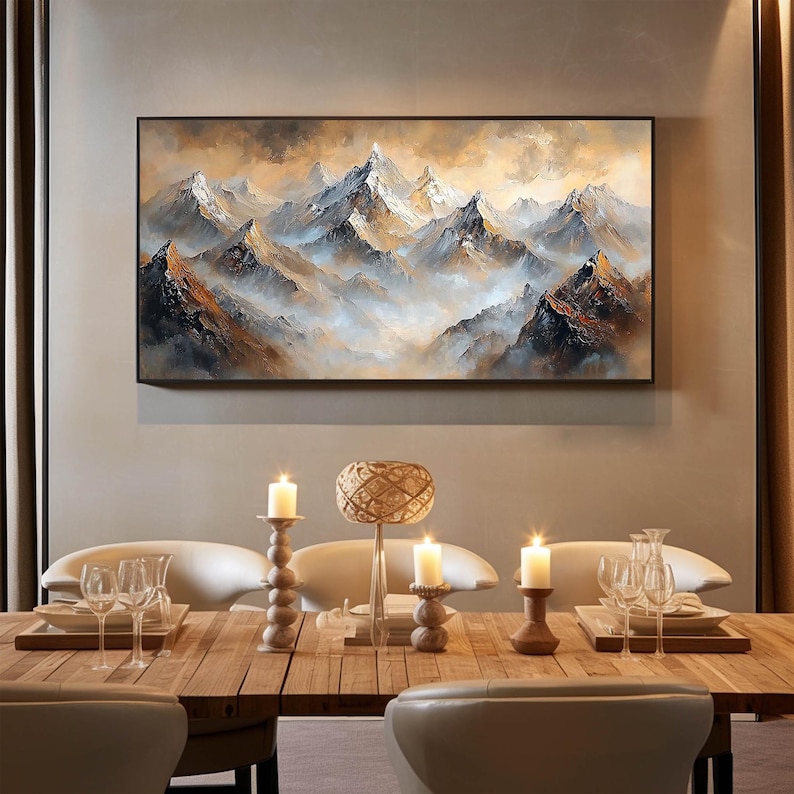 Textured Golden Mountain Canvas – Horizontal Abstract Wall Art