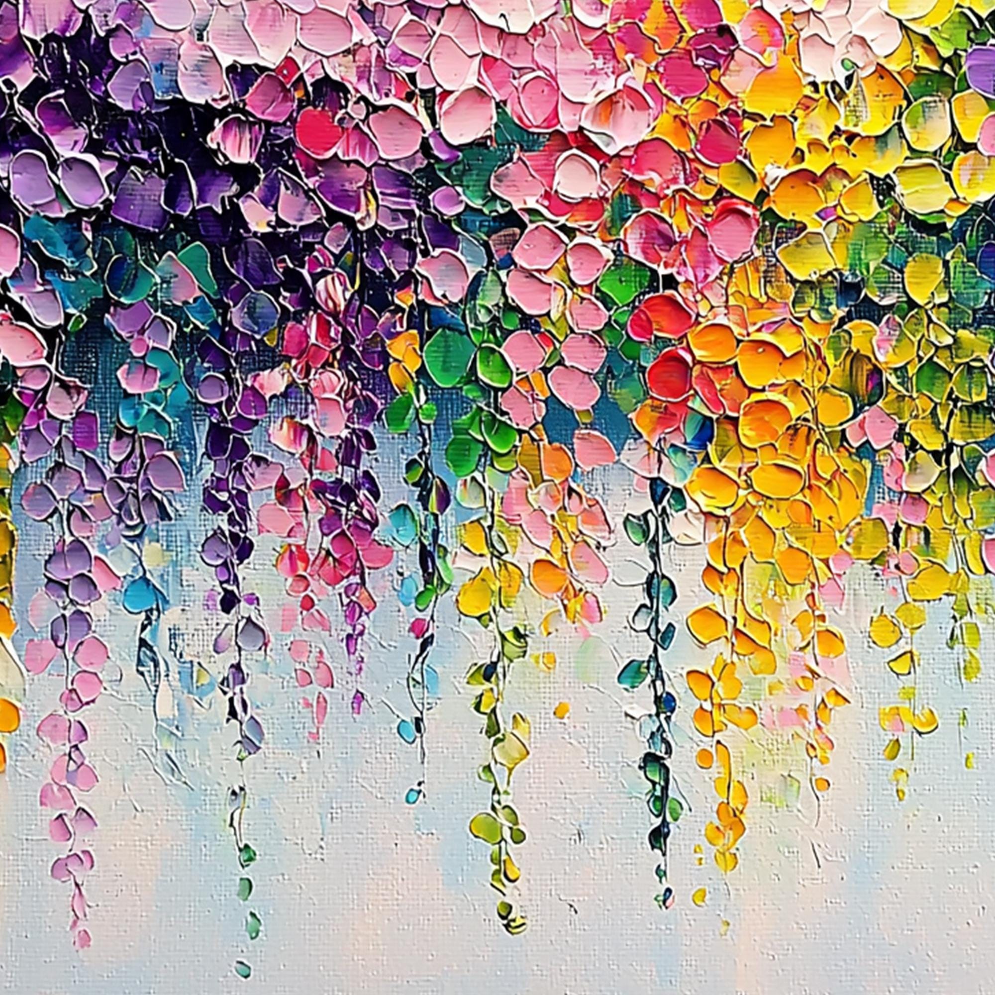 Wisteria Dreams – Colorful Textured Floral Oil Painting for Modern Home Decor
