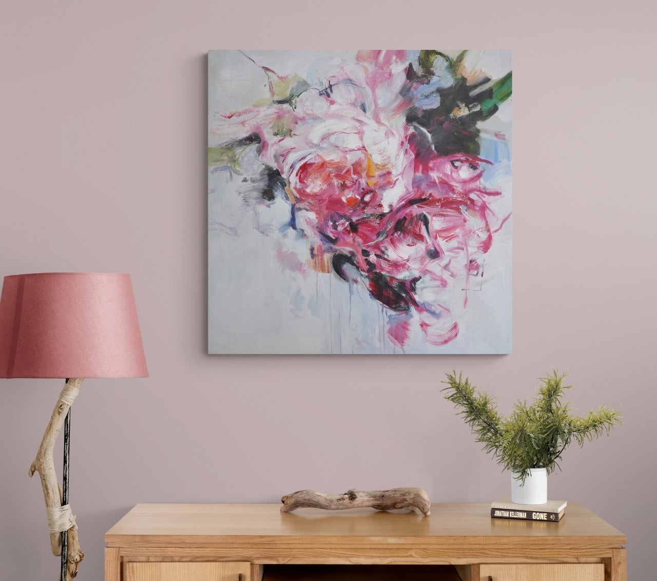 Blooming Whispers – Abstract Floral Oil Painting on Canvas for Modern Home Décor