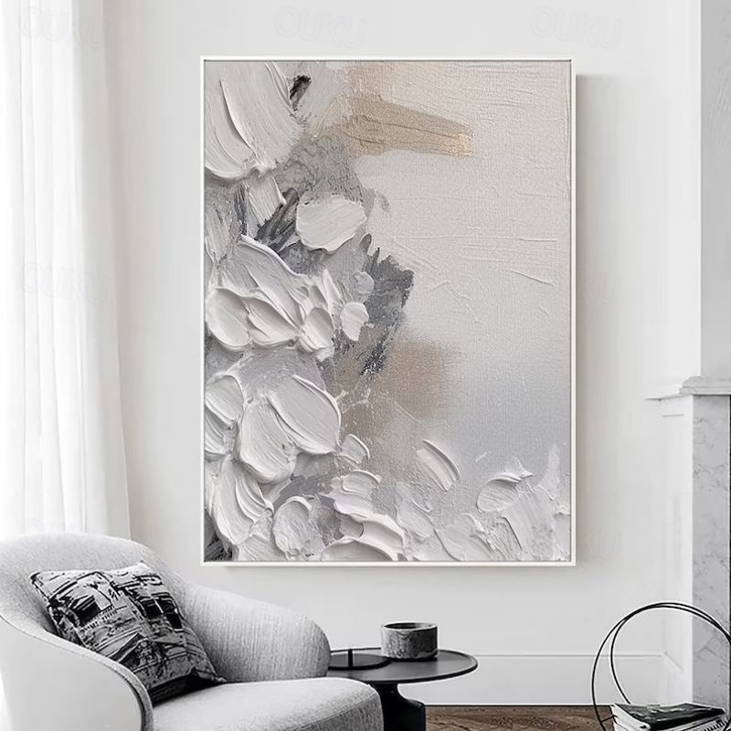 Silent Petals – Textured Abstract Oil Painting