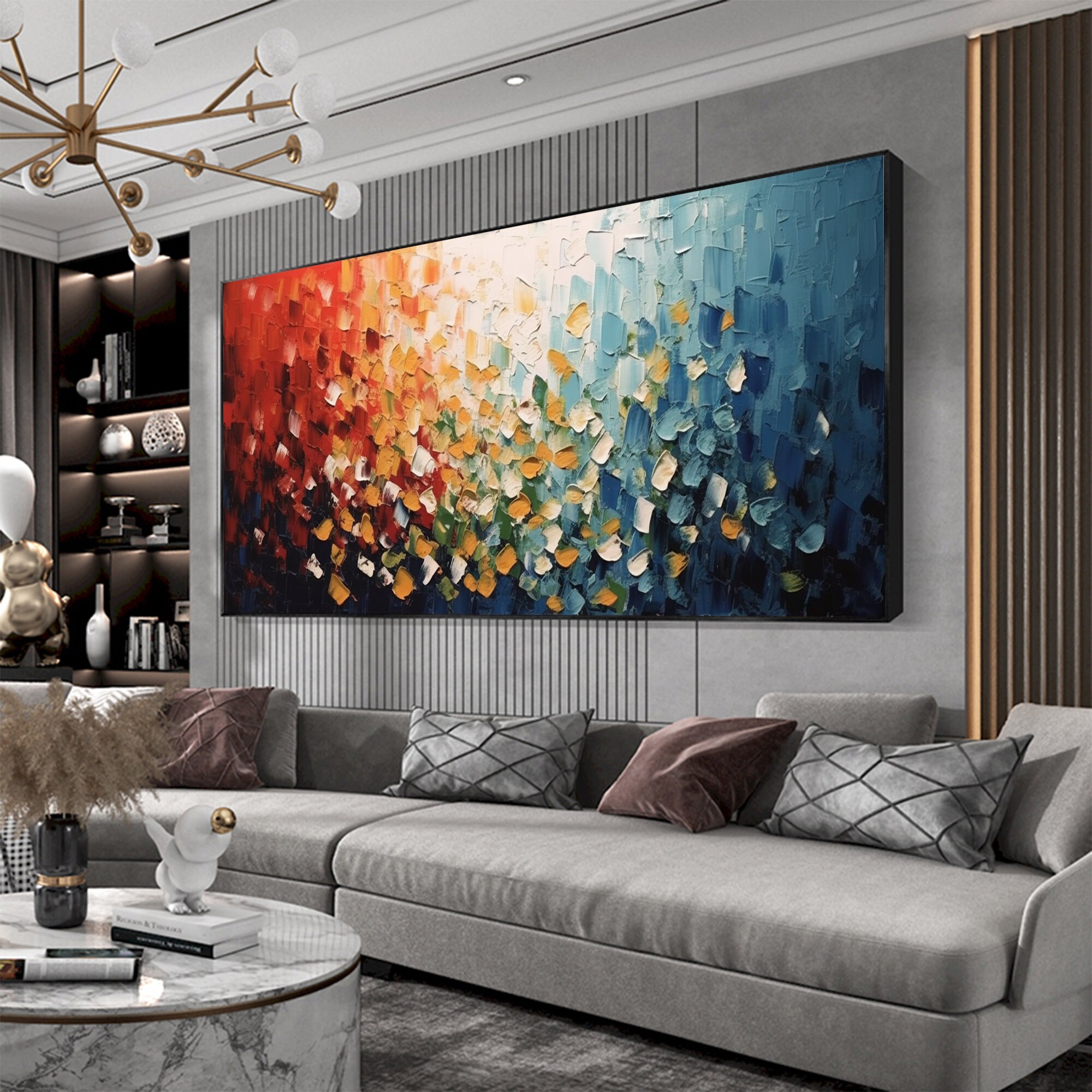Radiant Flow Large Abstract Textured Oil Painting