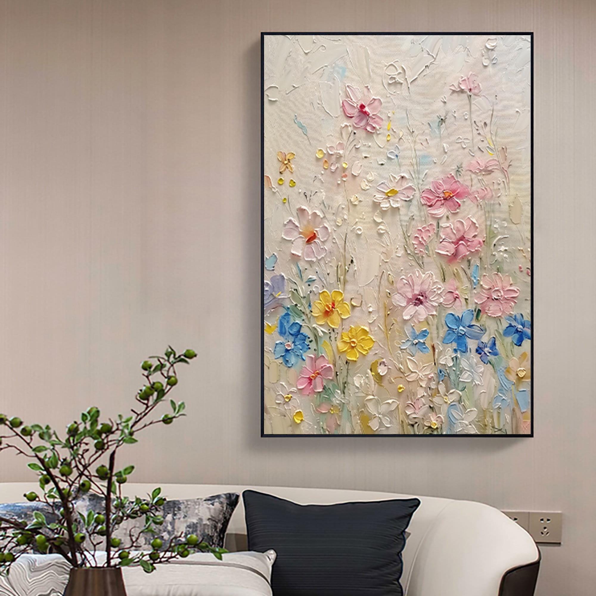 Dancing with the Breeze Colorful 3D Textured Flower Wall Art