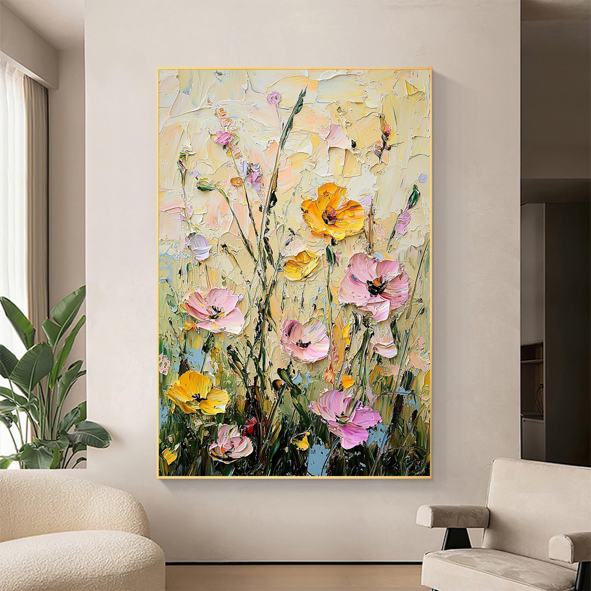 Bloomrise Melody - Textured Floral Oil Painting