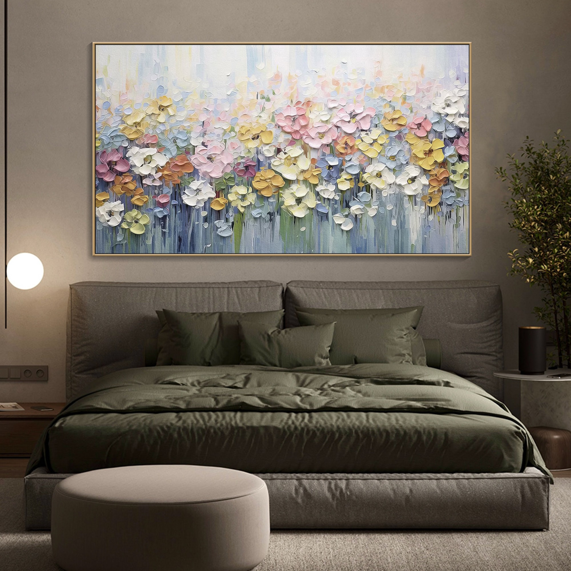 Blooming Horizon – Large Textured Floral Oil Painting
