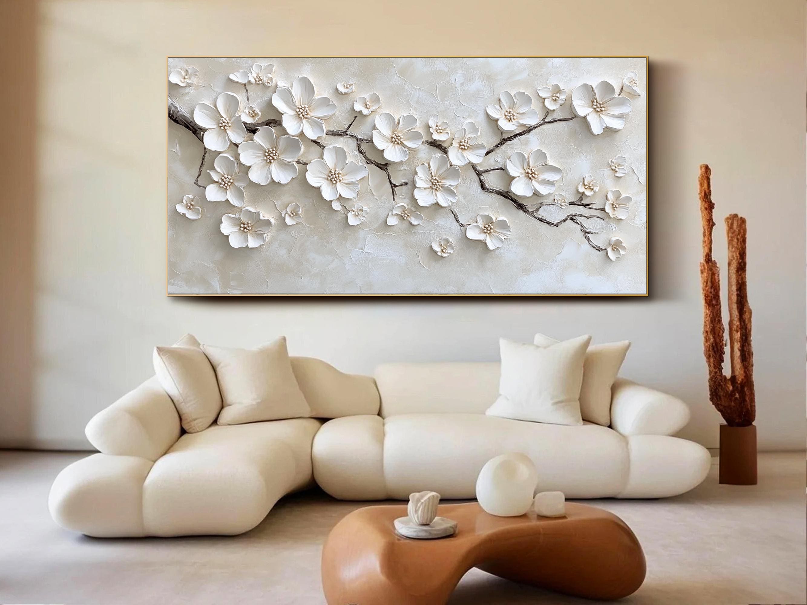 Eternal Bloom – Minimalist Textured White Floral Oil Painting