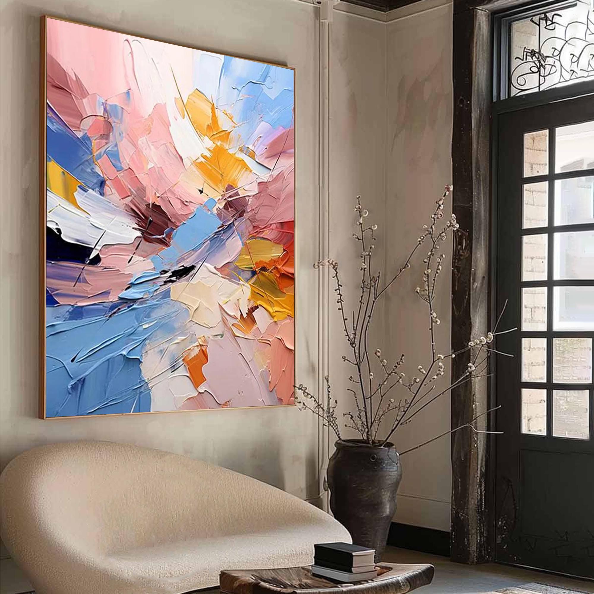 Radiant Harmony — Colorful Abstract Textured Oil Painting, Modern Contemporary Wall Art