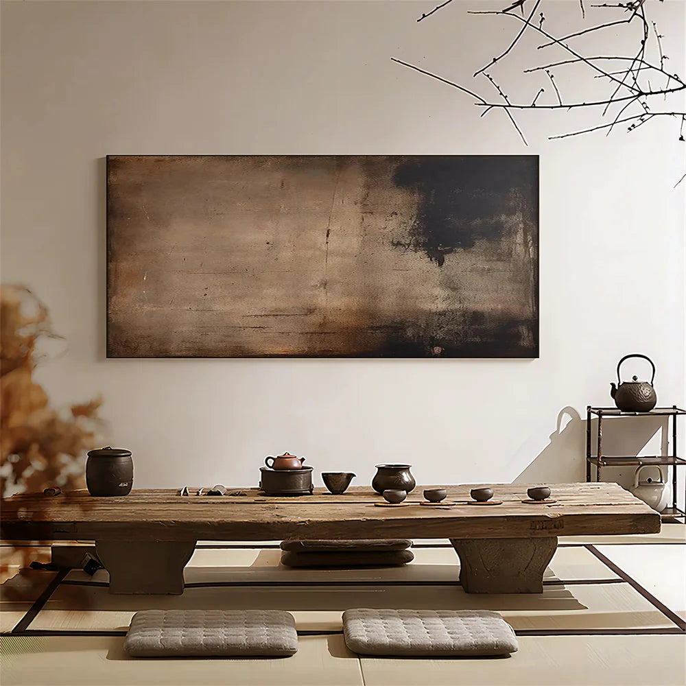 Silent Patina — Wabi-Sabi Minimalist Abstract Textured Oil Painting, Modern Wall Art