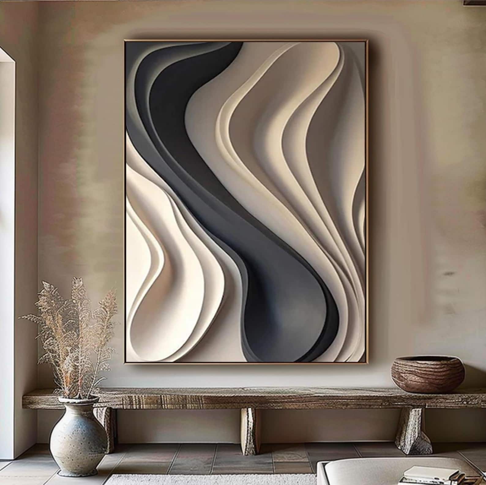 Sculpted Waves – 3D Textured Abstract Oil Painting