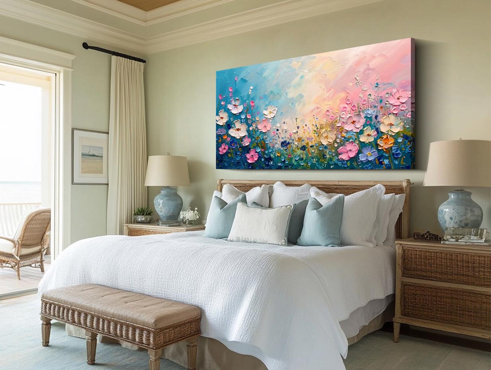 Blooming Serenade – Textured Floral Abstract Oil Painting