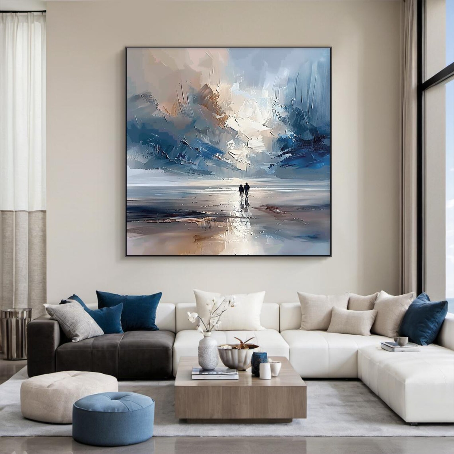Eternal Horizon – Romantic Seascape Abstract Oil Painting