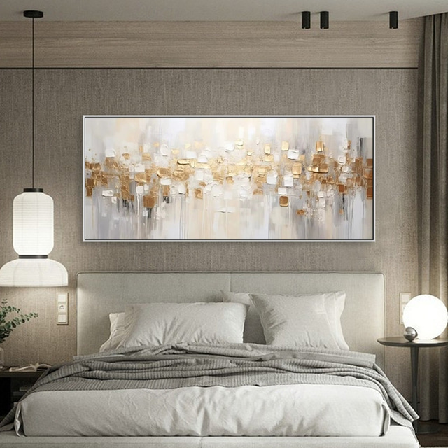 Golden Harmony: Abstract Textured Horizontal Art
