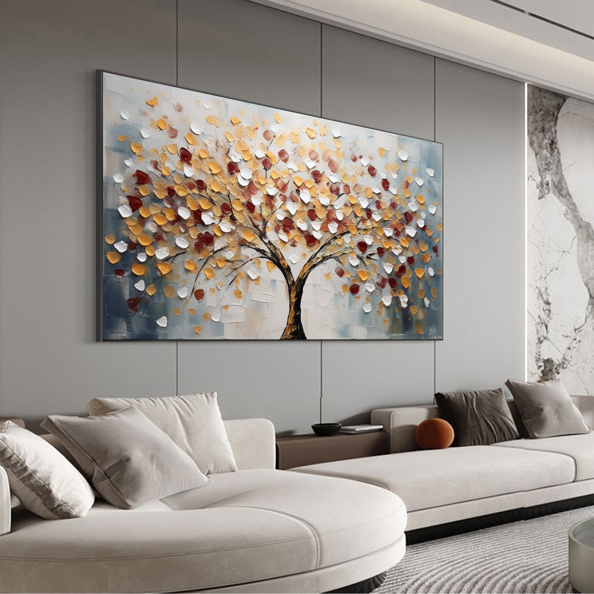 Autumn Glow: Textured Tree of Life Art
