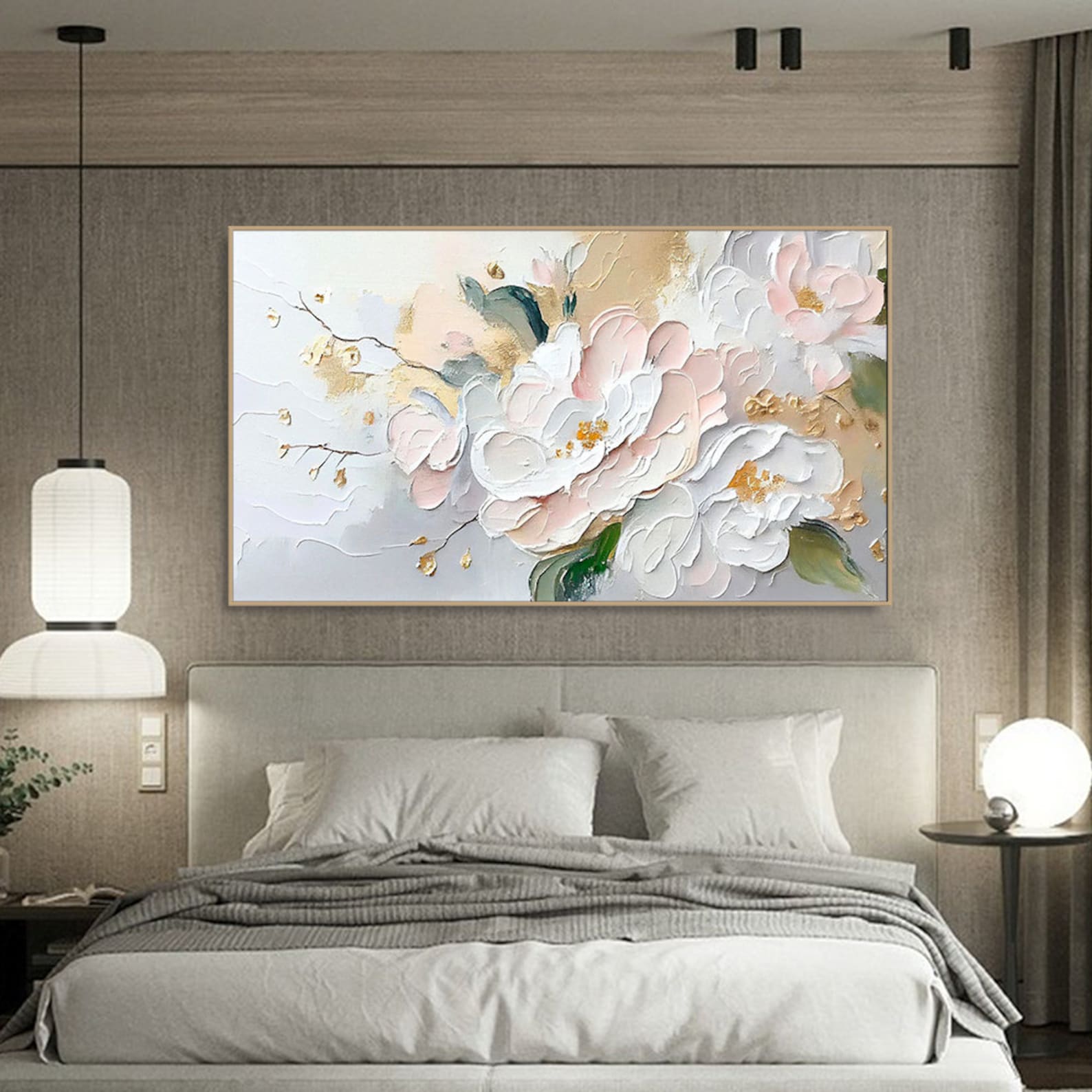 Golden Blossom: Textured Peony Art