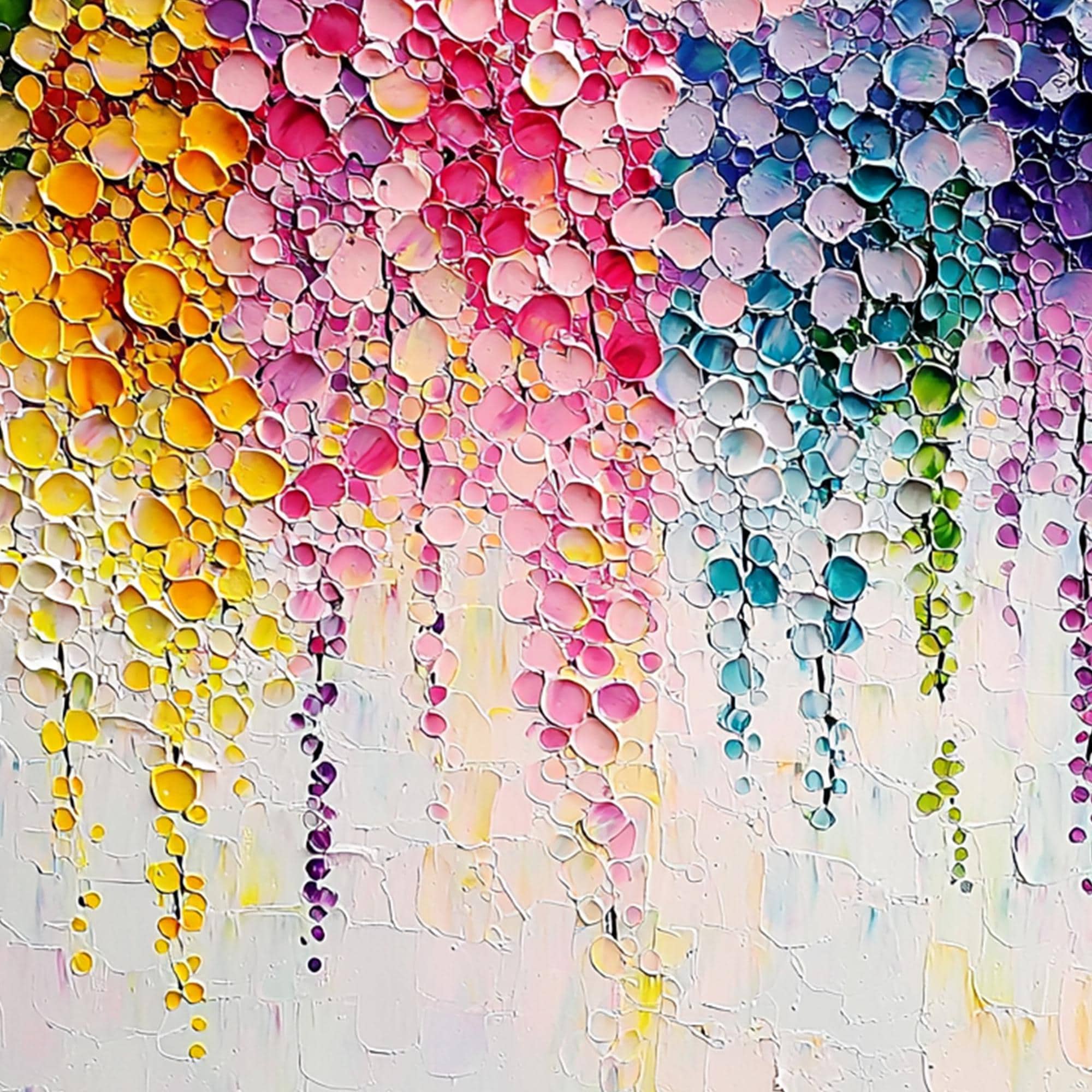 Rainbow Cascade: Textured Floral Art