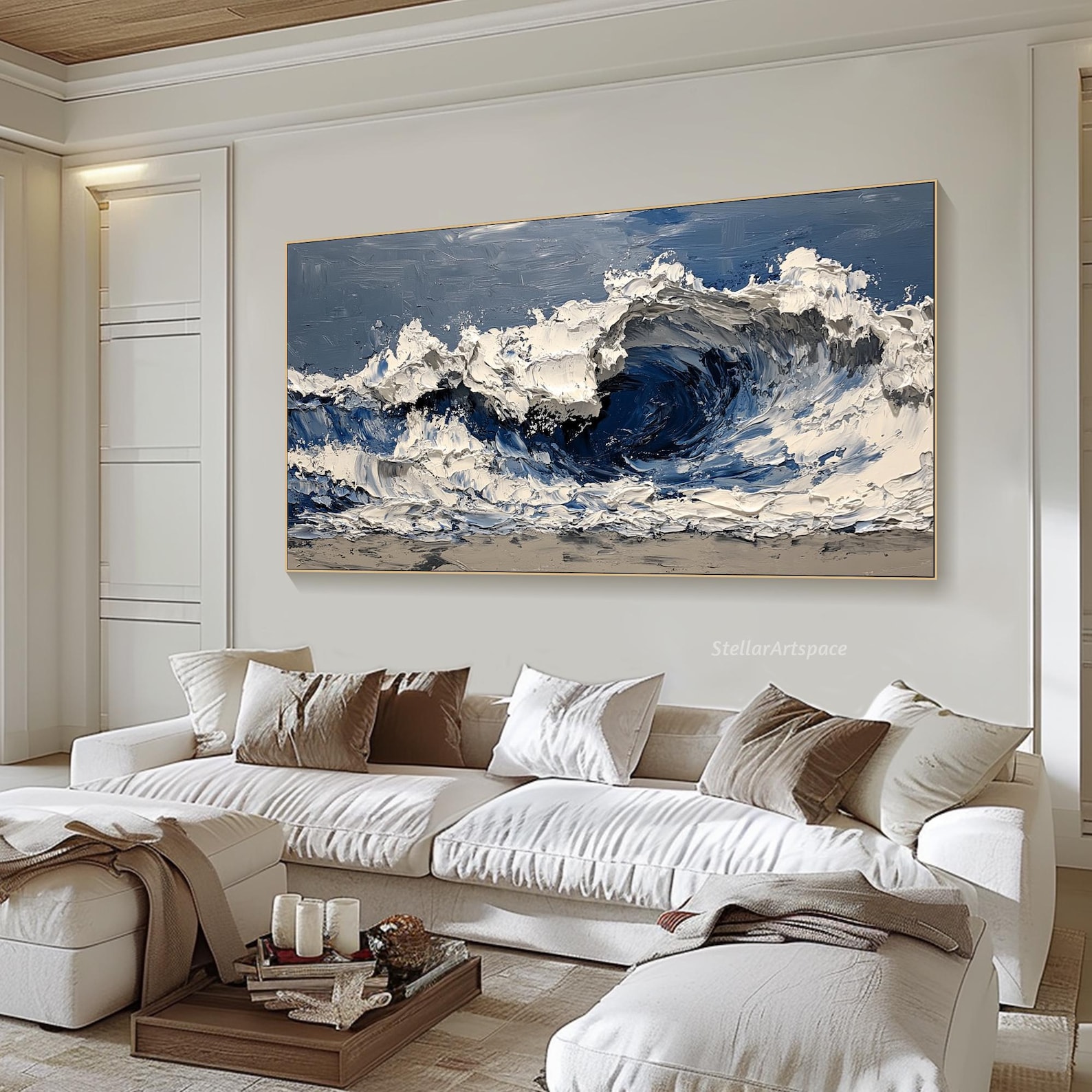 Tideborn Silence - Large Textured Abstract Wave Canvas Art Ocean Wall Painting