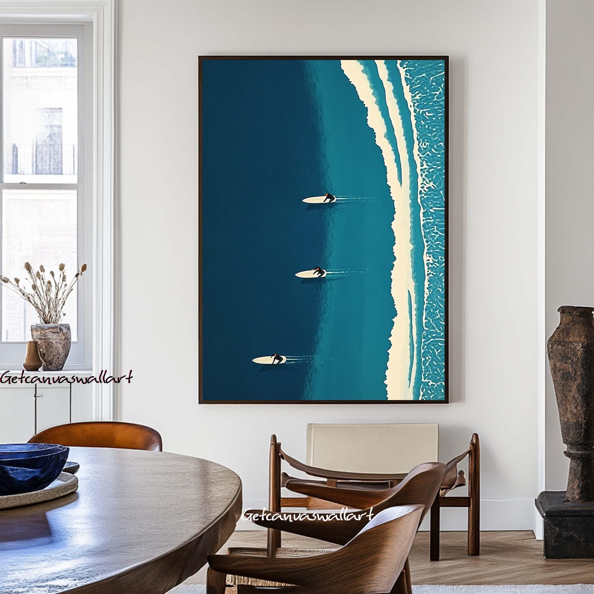 Surfline Serenity – Modern Coastal Aerial Painting