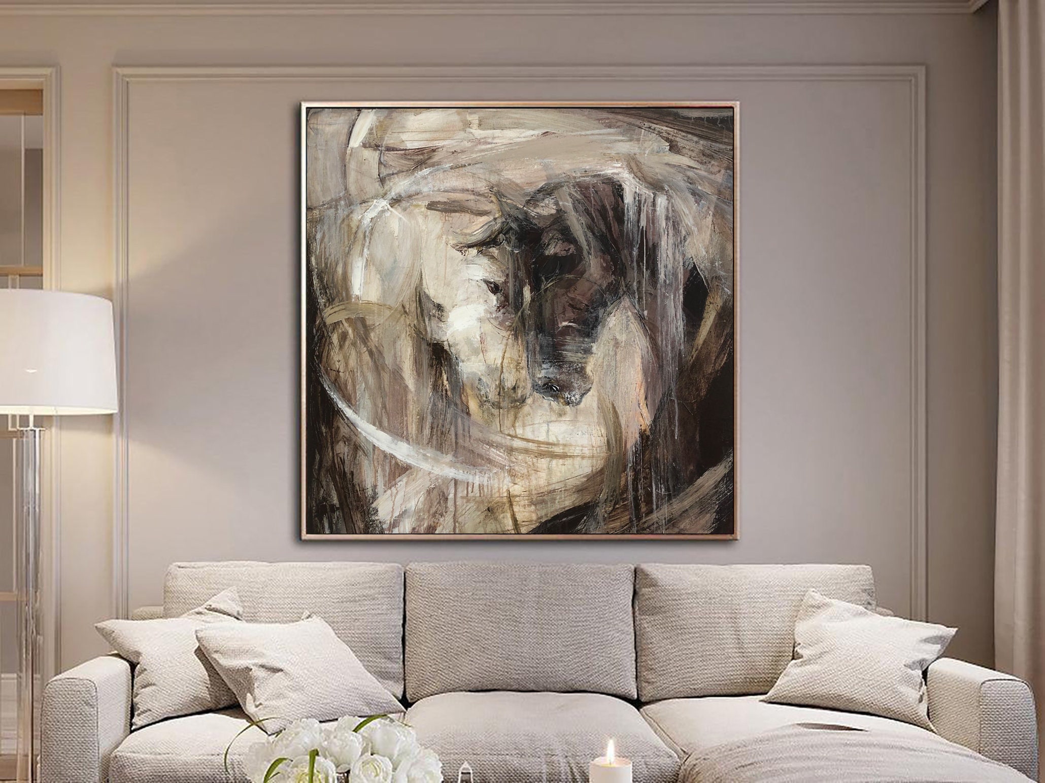 Veil of Spirit – Abstract Horse Portrait in Earth Tones