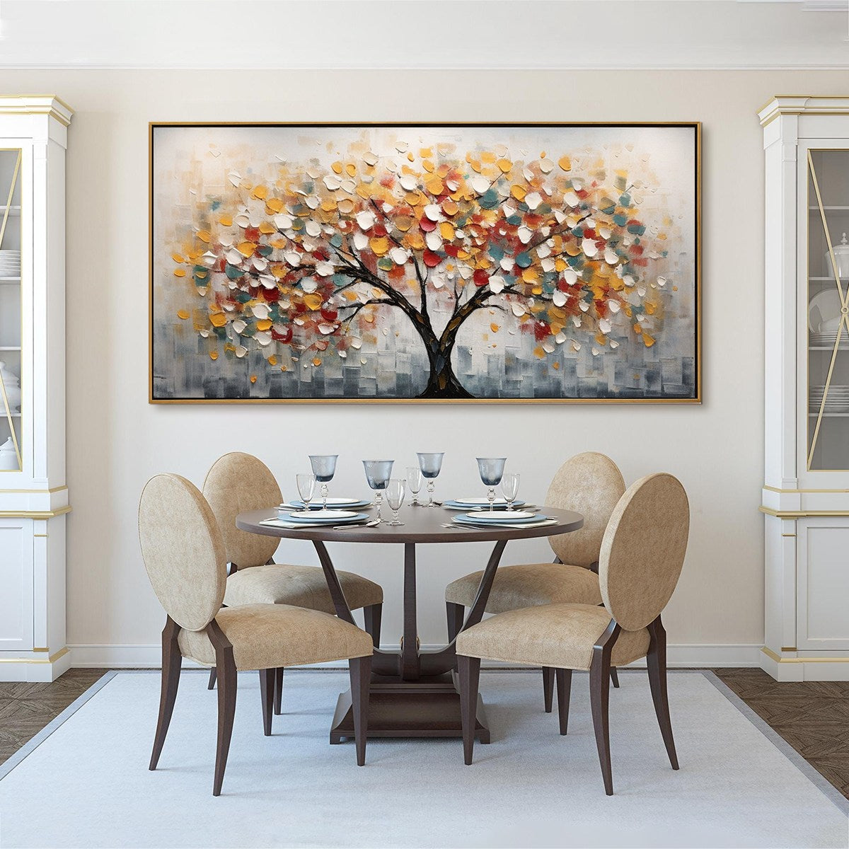 Autumn's Embrace – Textured Abstract Tree Canvas Art