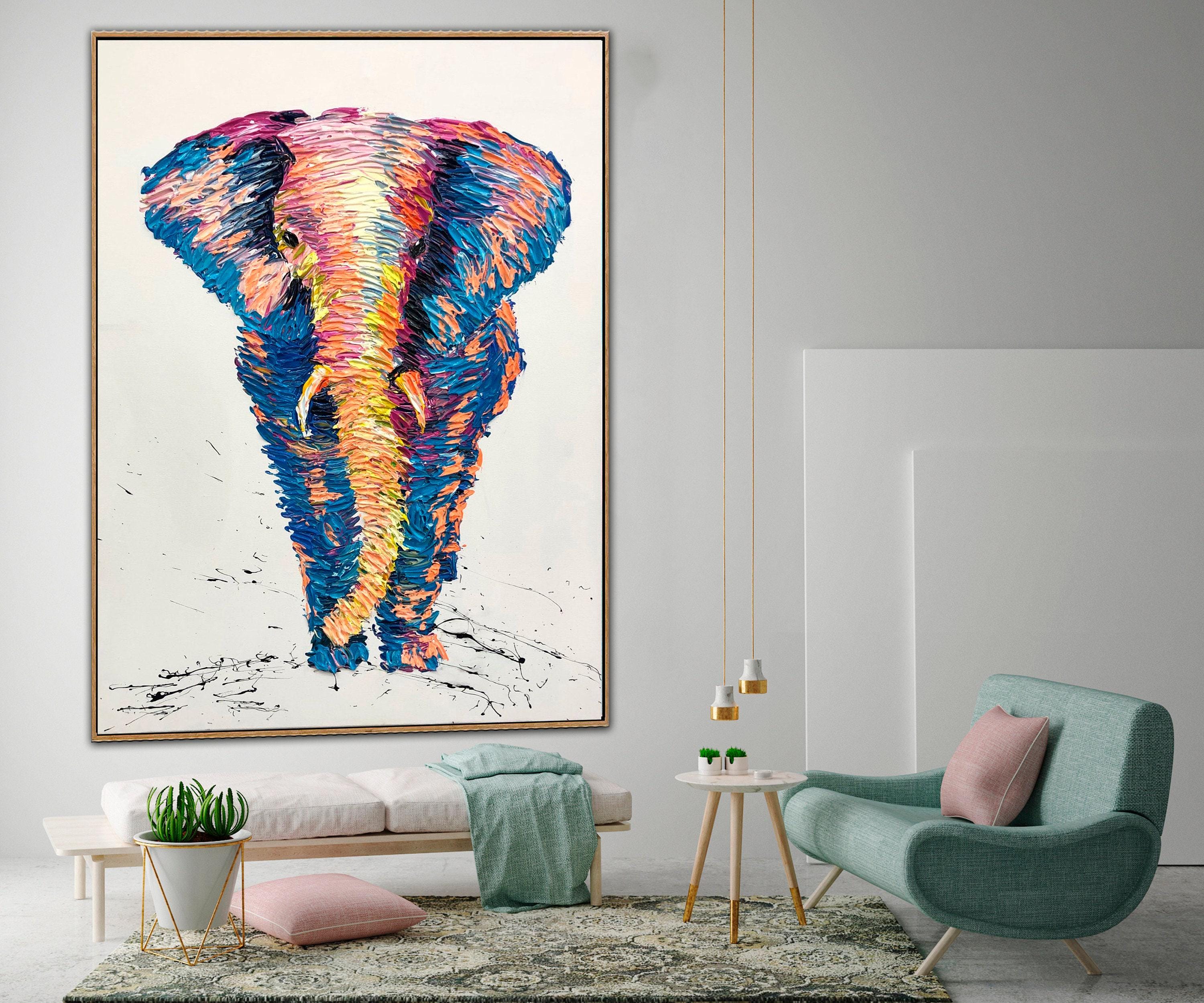 Color Majesty – Textured Elephant Abstract Wall Art