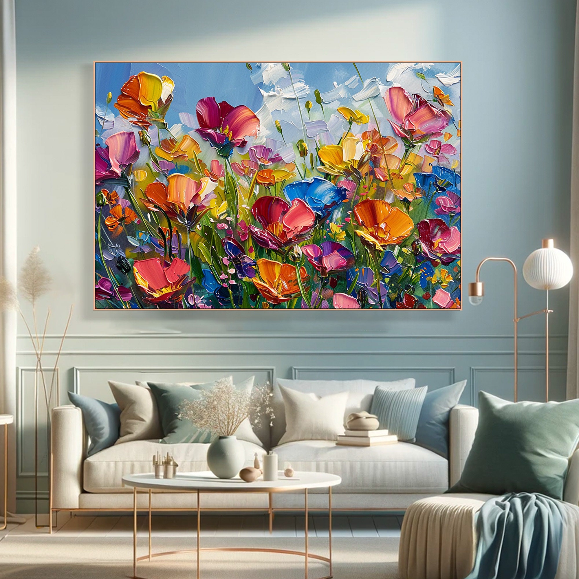 Summer Meadow – Abstract Textured Floral Canvas Art