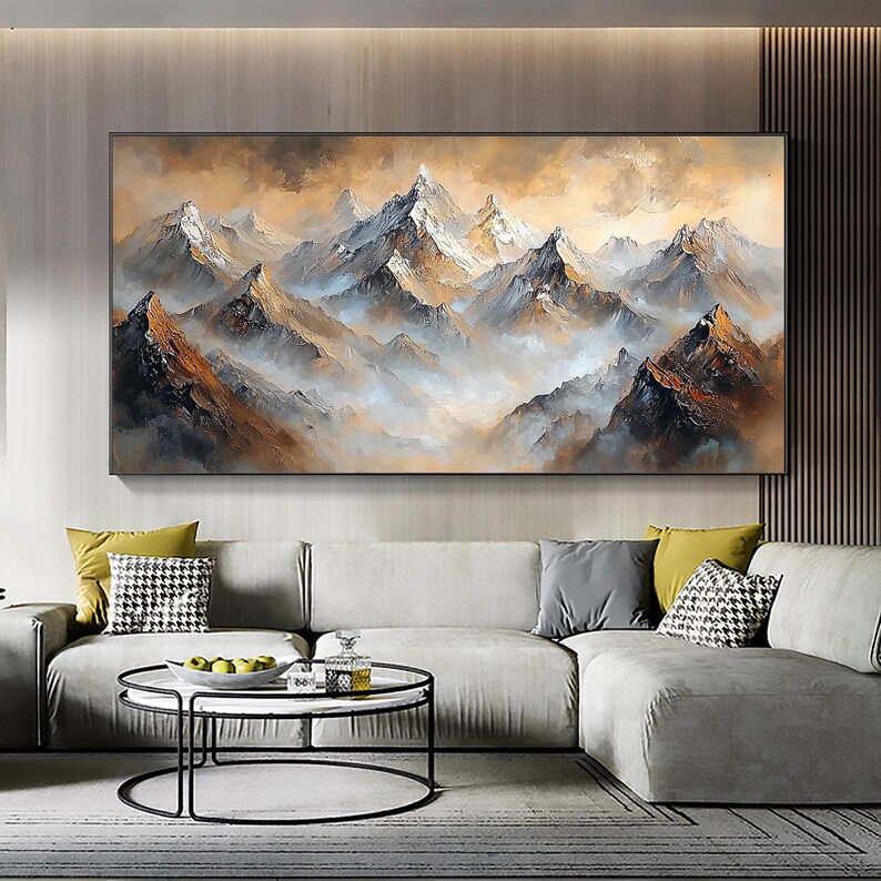 Textured Golden Mountain Canvas – Horizontal Abstract Wall Art