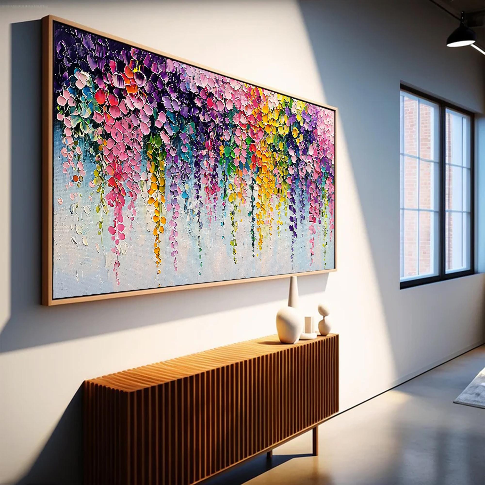 Wisteria Dreams – Colorful Textured Floral Oil Painting for Modern Home Decor