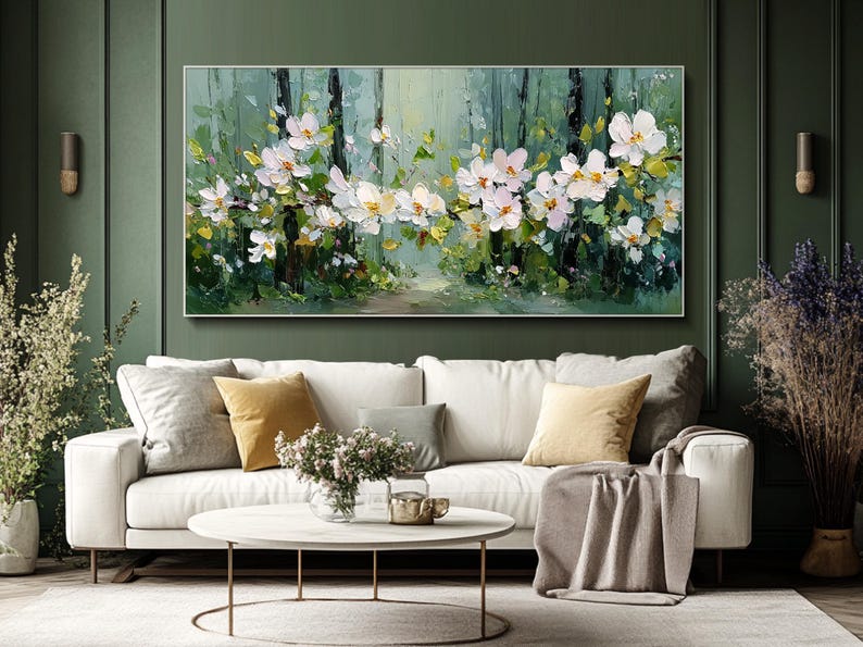 Blooming Path – Large Textured Floral Canvas Wall Art