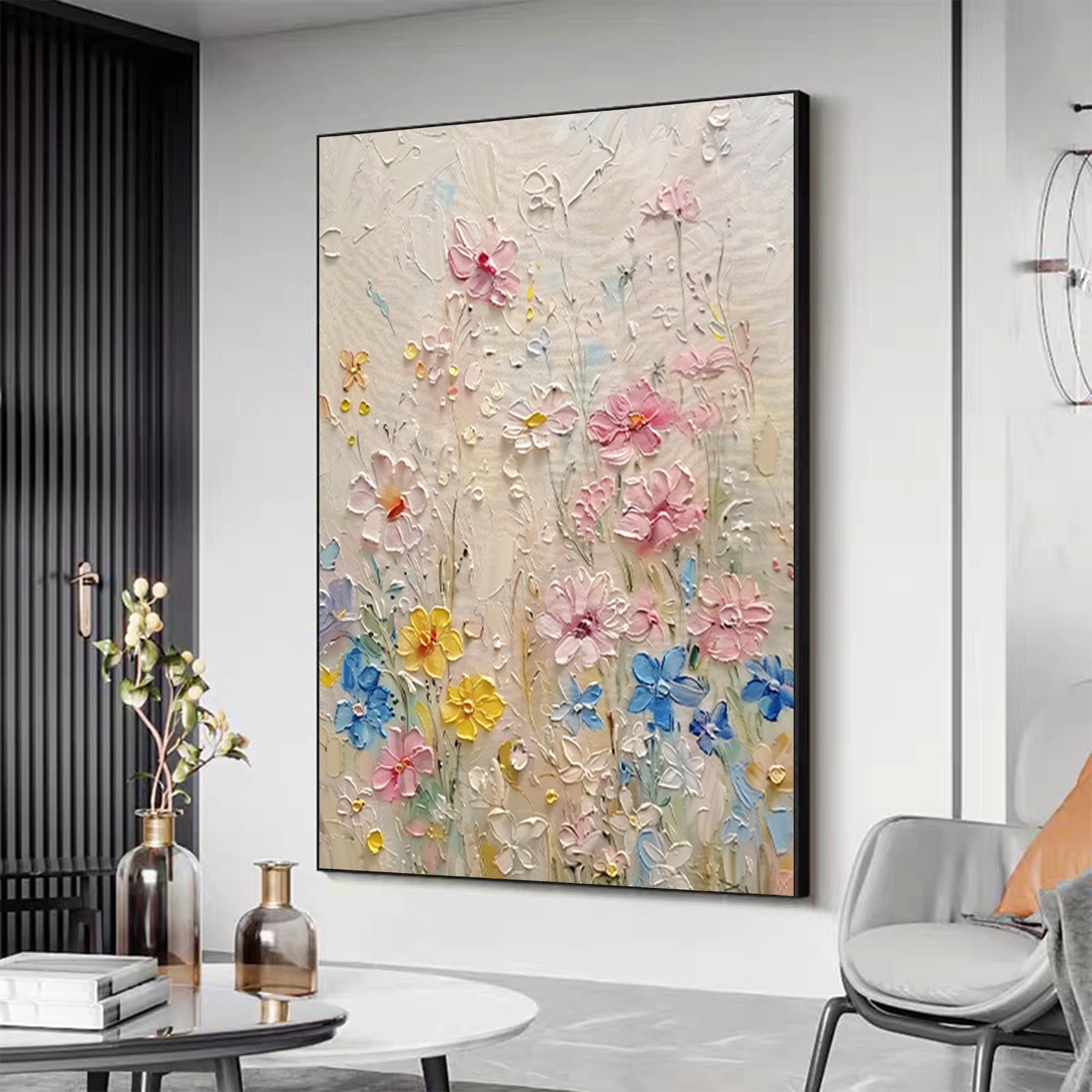 Dancing with the Breeze Colorful 3D Textured Flower Wall Art