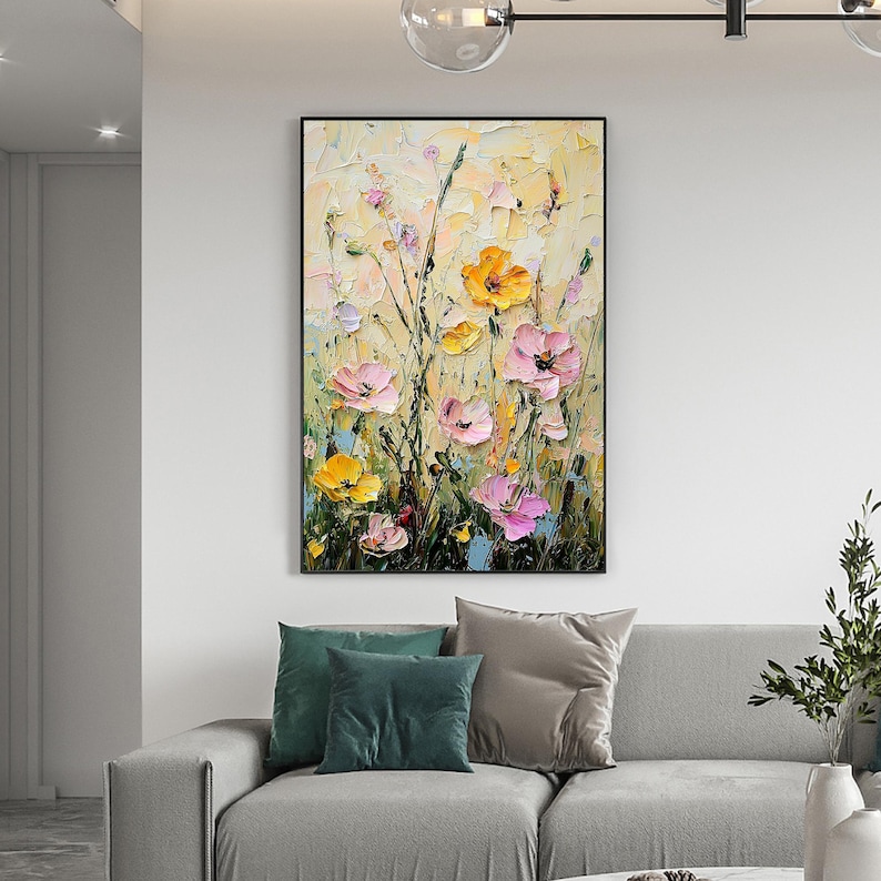Bloomrise Melody - Textured Floral Oil Painting