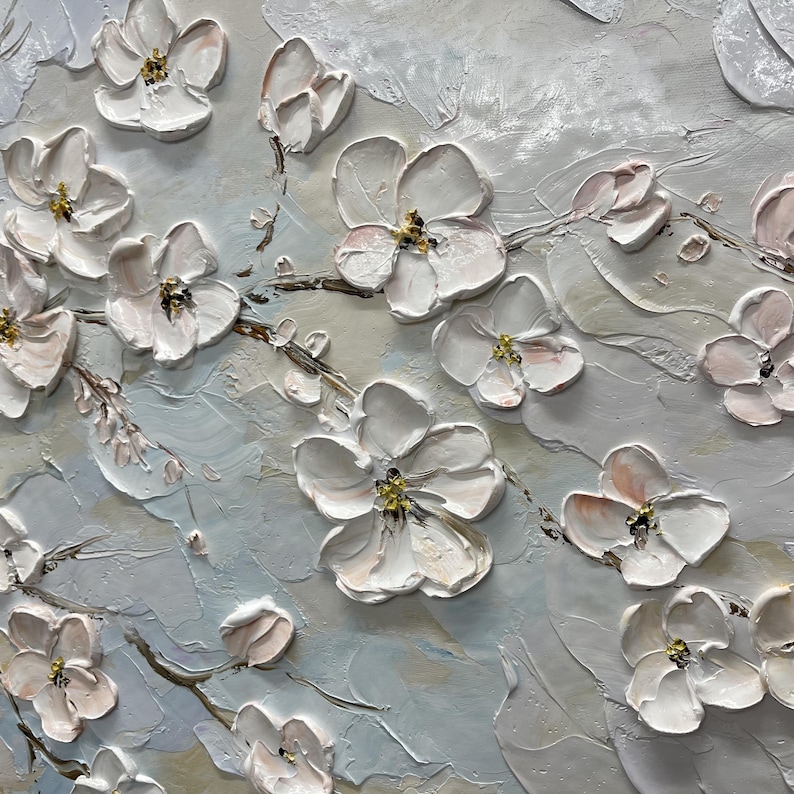 Blossom Grace – Textured Floral Oil Painting