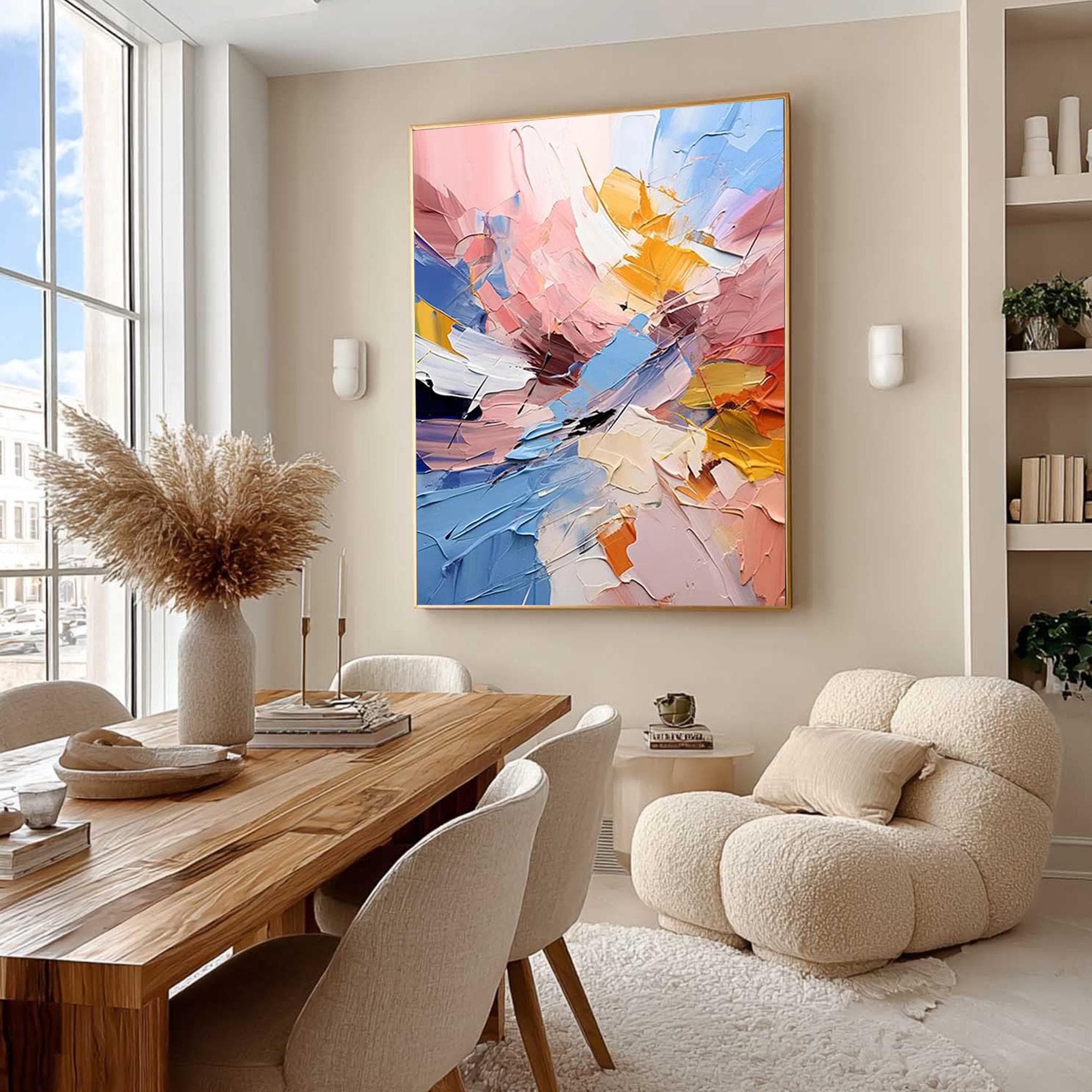 Radiant Harmony — Colorful Abstract Textured Oil Painting, Modern Contemporary Wall Art
