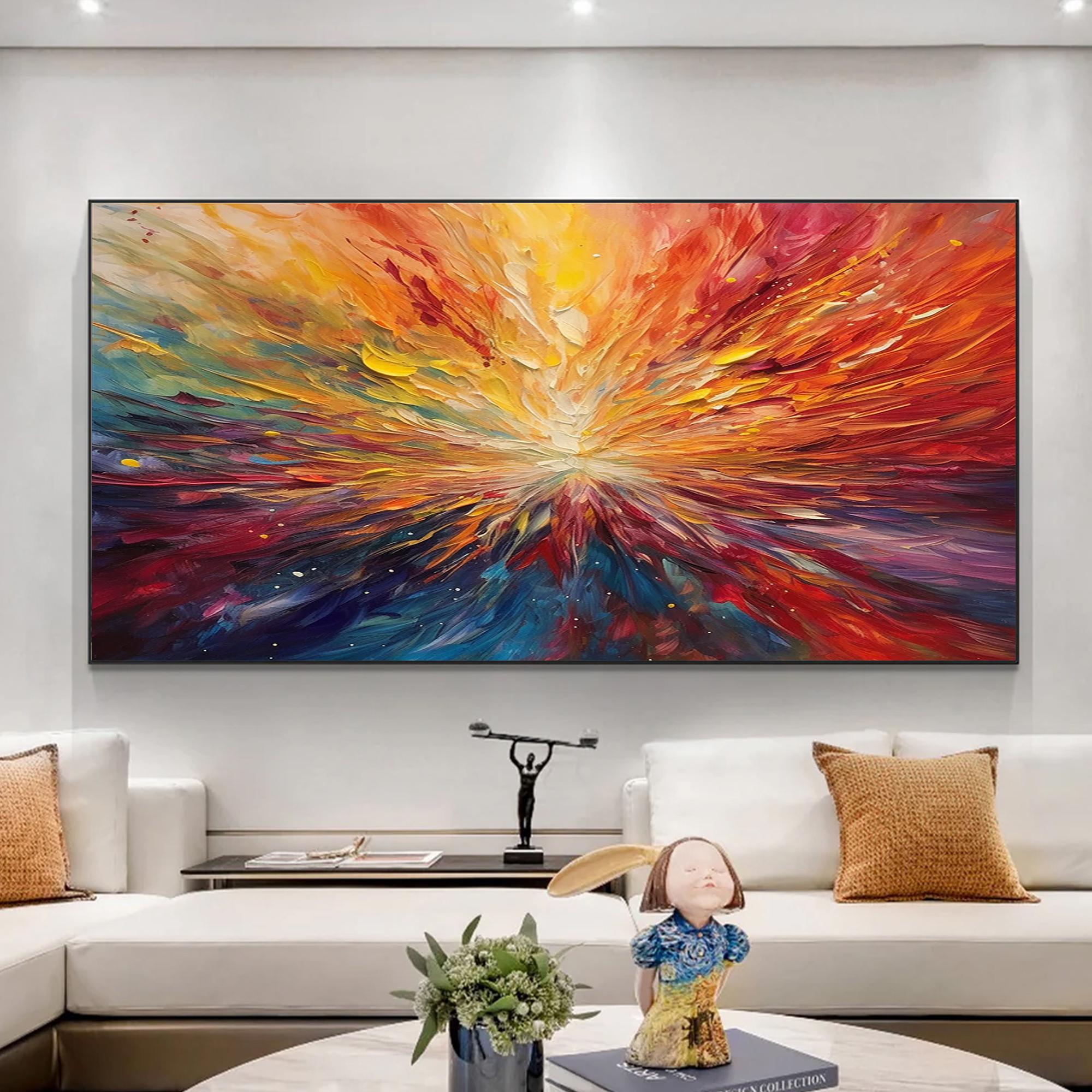 Solar Burst — Colorful Abstract Textured Oil Painting, Modern Statement Wall Art