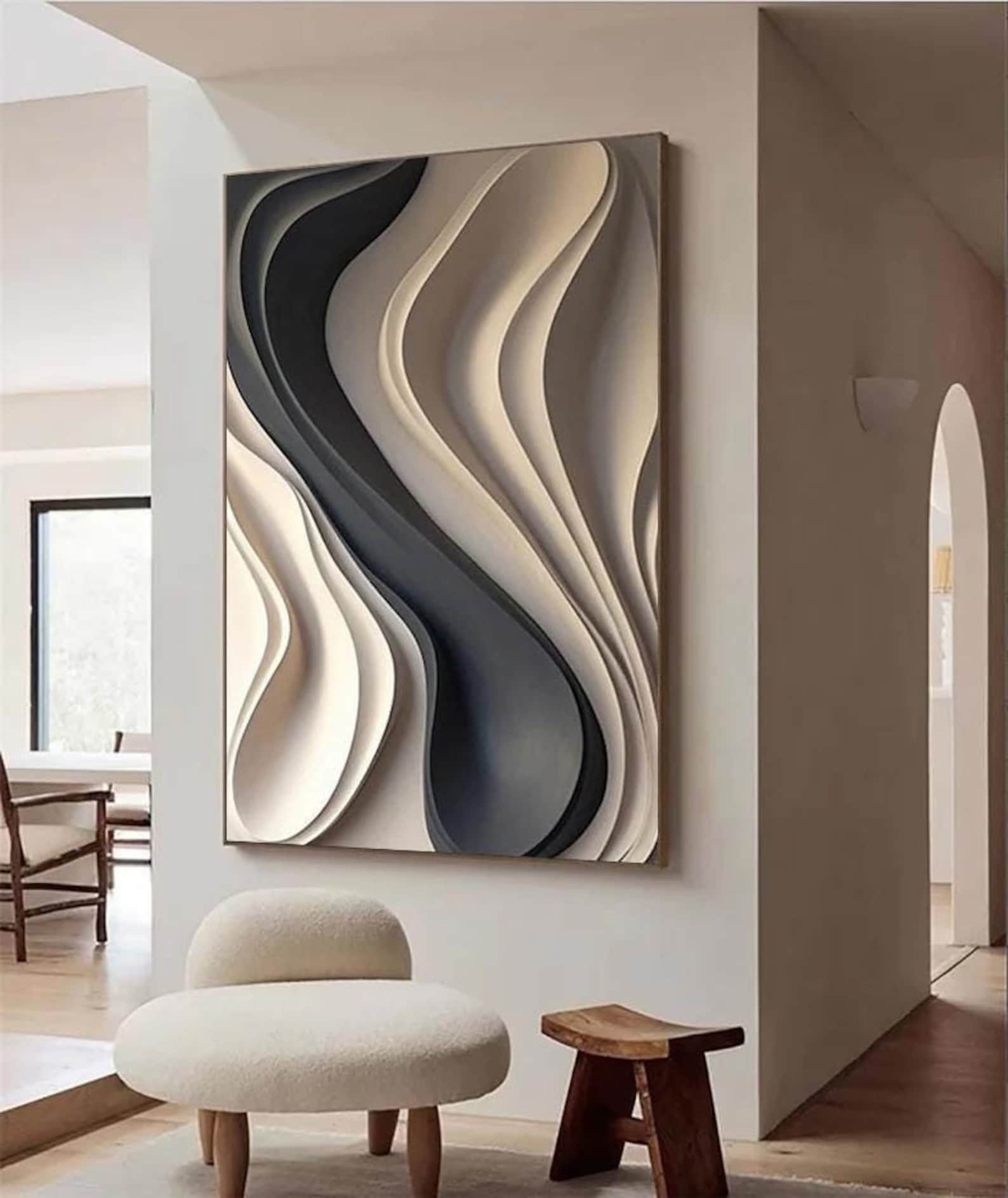 Sculpted Waves – 3D Textured Abstract Oil Painting