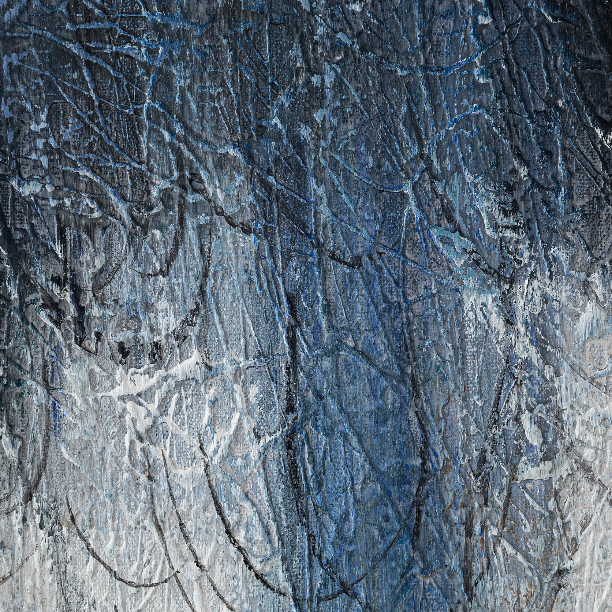 Silent Drift – Textured Blue Abstract Oil Painting