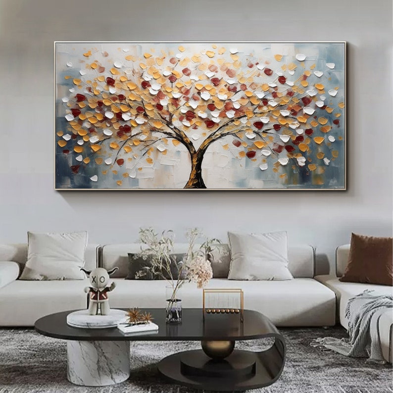 Autumn Glow: Textured Tree of Life Art
