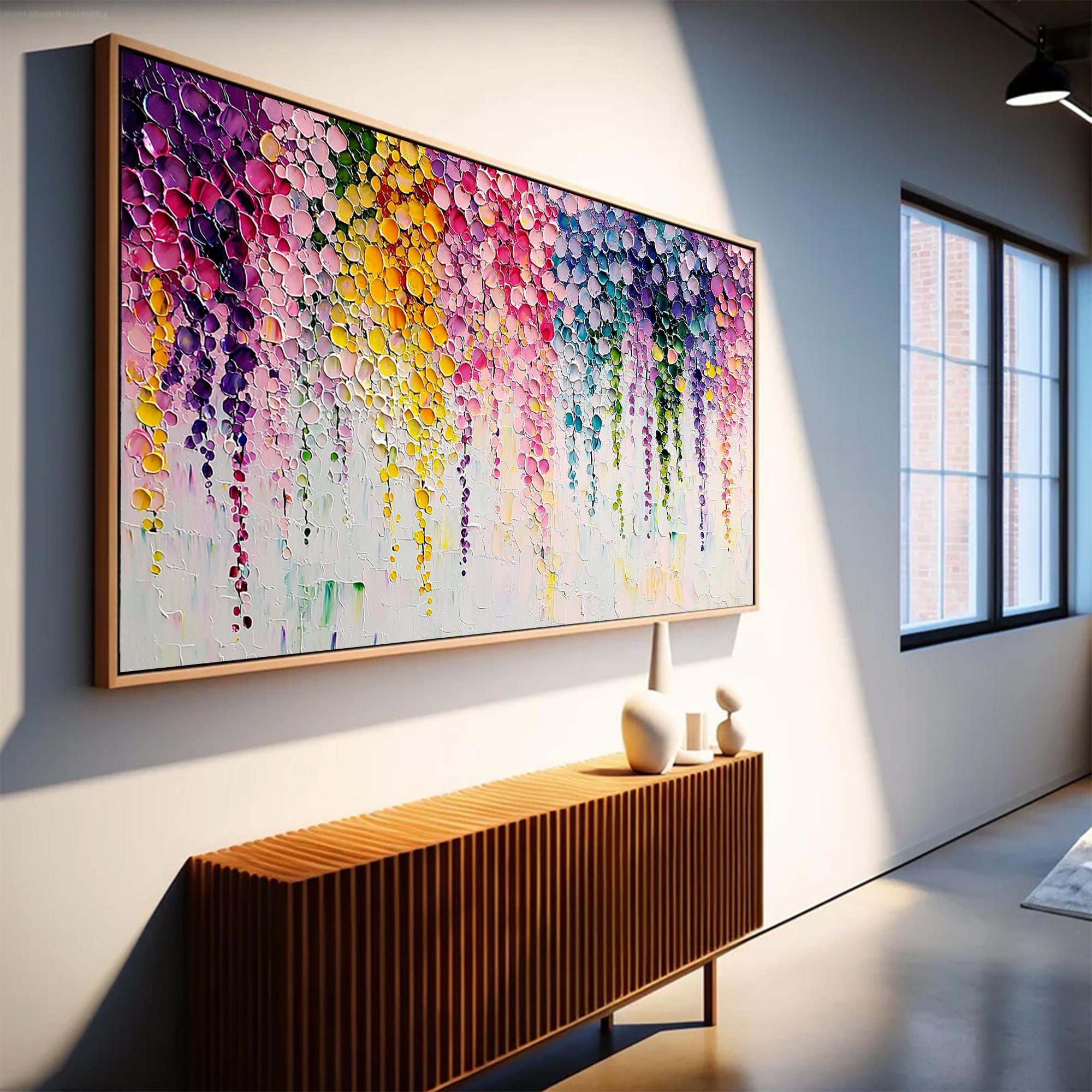 Rainbow Cascade: Textured Floral Art