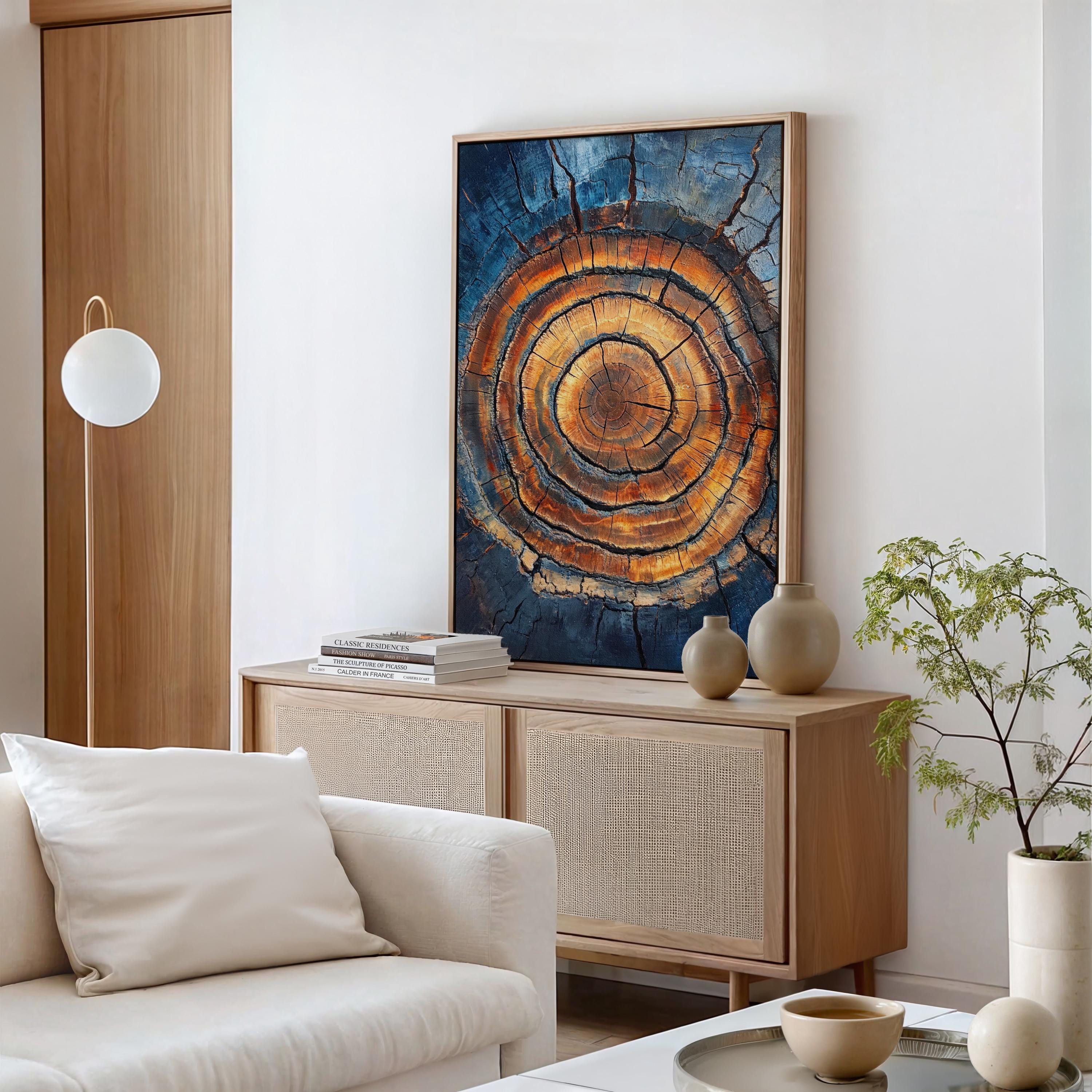Time Rings – Tree Ring Texture Canvas Abstract Nature Wall Art Rustic Wood Decor