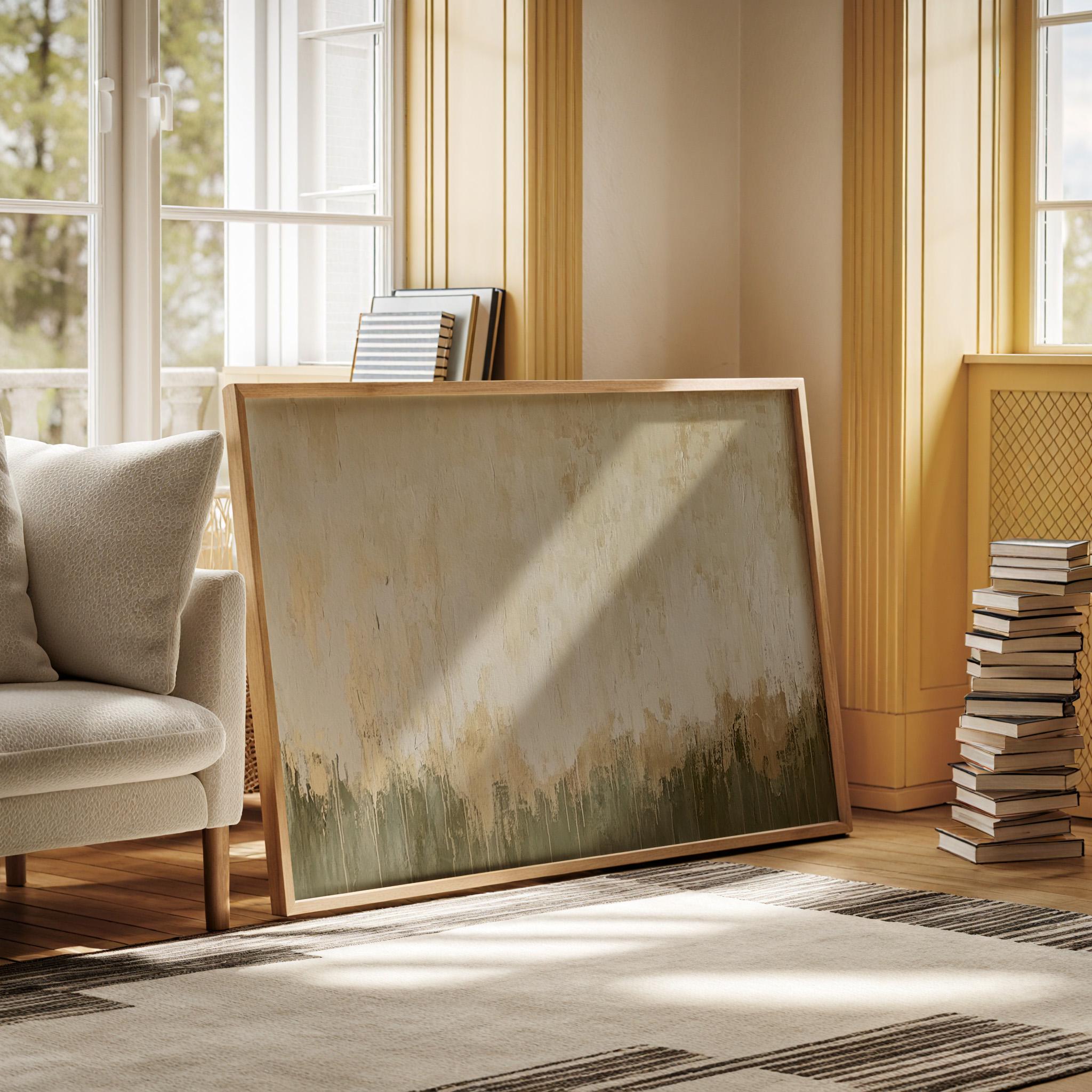 Whisper Field – Horizontal Minimalist Textured Abstract Canvas Wabi Sabi Wall Art