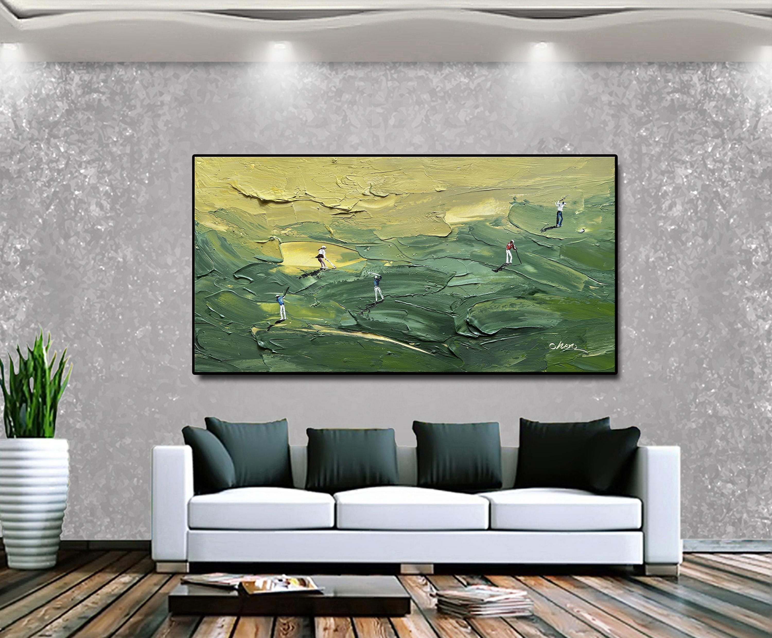 Swing Terrain – Golf Player Abstract Palette Knife Painting Sport Textured Canvas Art