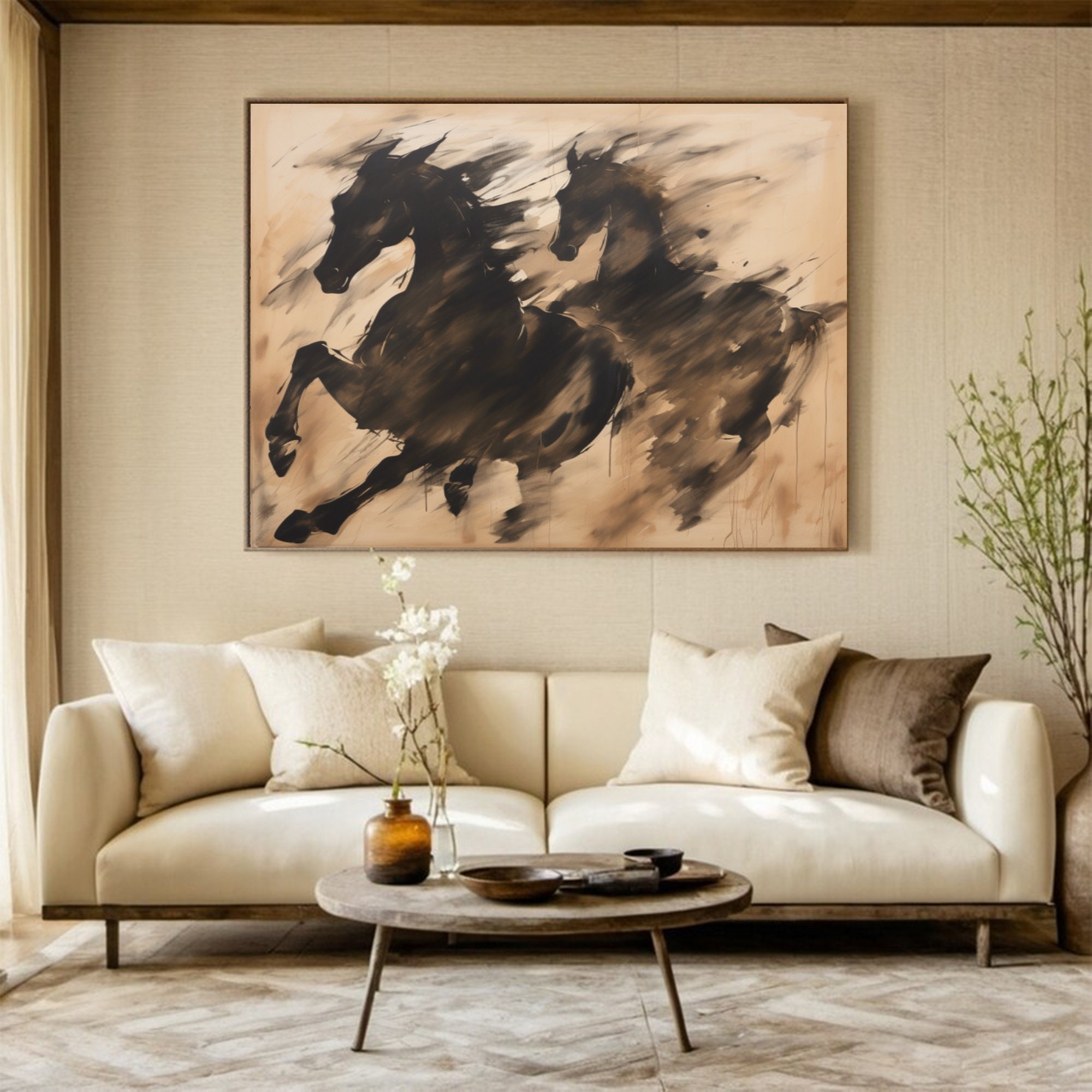 Wild Motion – Abstract Running Horses Canvas Art