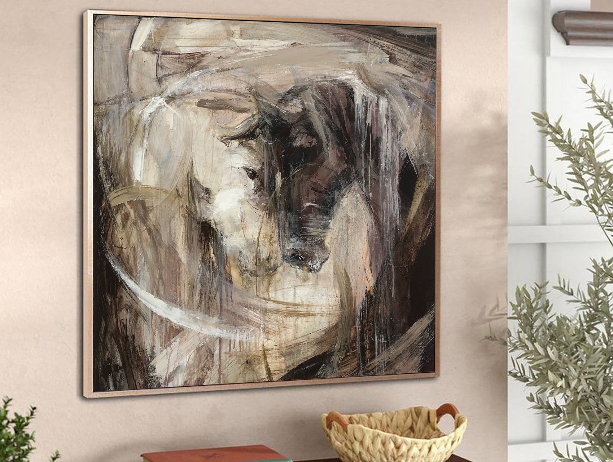 Veil of Spirit – Abstract Horse Portrait in Earth Tones