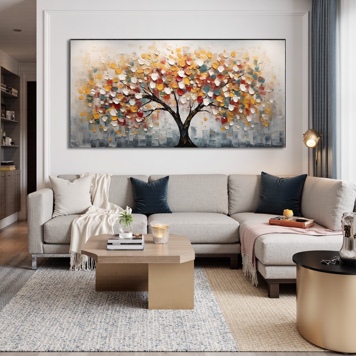 Autumn's Embrace – Textured Abstract Tree Canvas Art