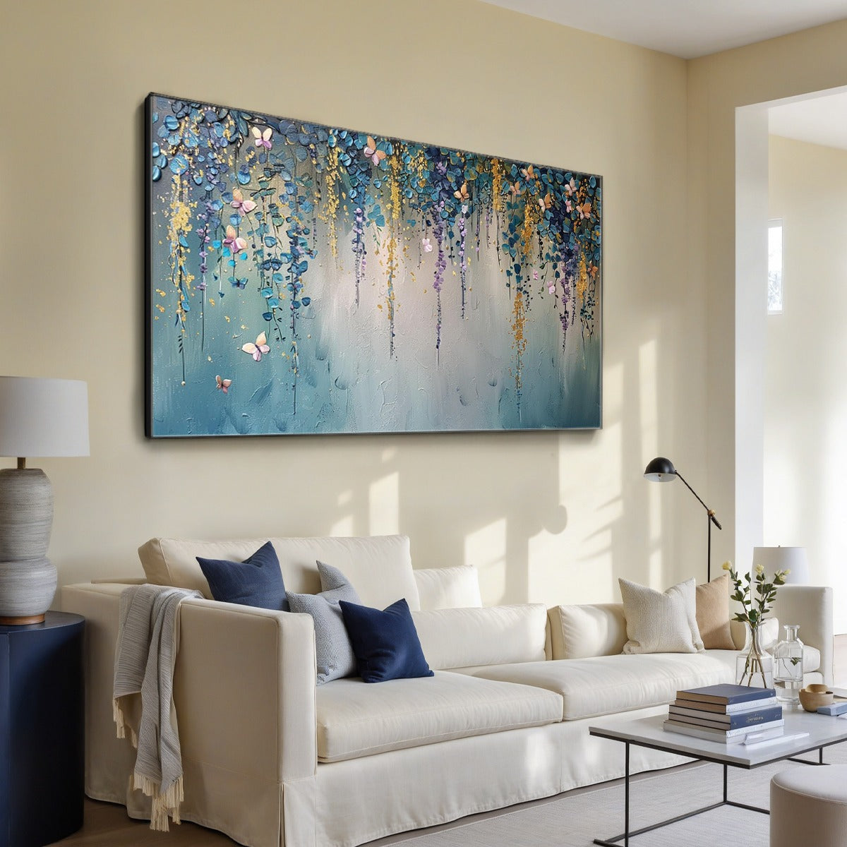 Golden Blooms – Abstract Floral Textured Wall Art