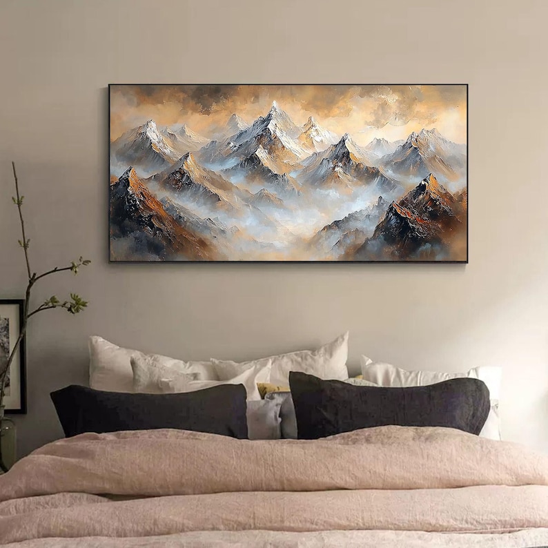 Textured Golden Mountain Canvas – Horizontal Abstract Wall Art